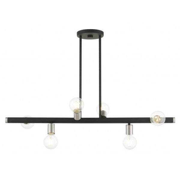Black Linear Chandelier, 6 Light