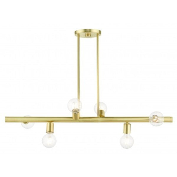 Satin BrassLinear Chandelier, 6 Light