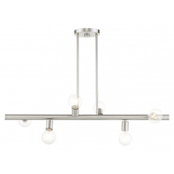 Brushed Nickel Linear Chandelier, 6 Light