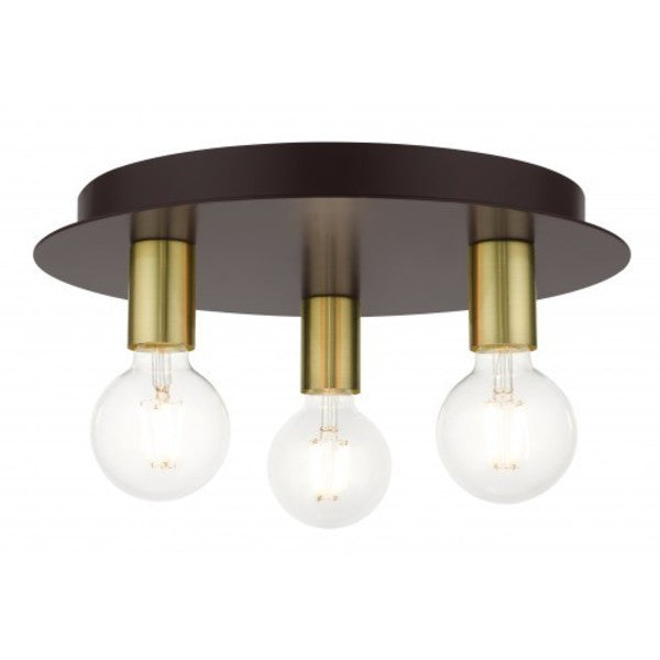 Bronze Flush Mount, 3 Light