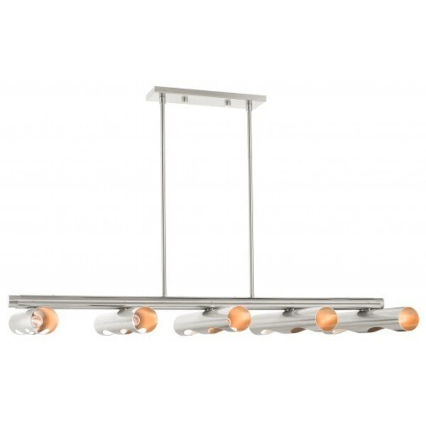 Brushed Nickel Linear Chandelier, 10 Ligh