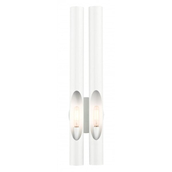 Shiny White ADA Double Sconce, 2 Light