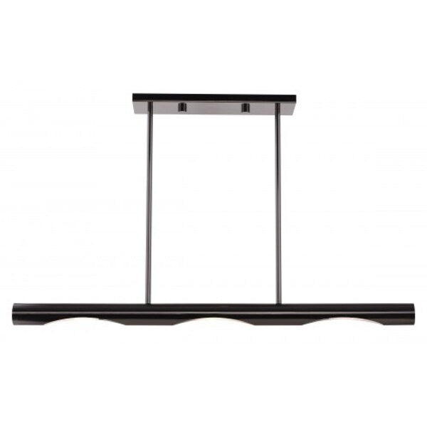 Black Chrome Linear Chandelier, 3 Light
