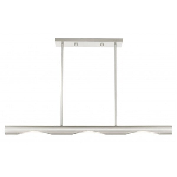Brushed Nickel Linear Chandelier, 3 Light