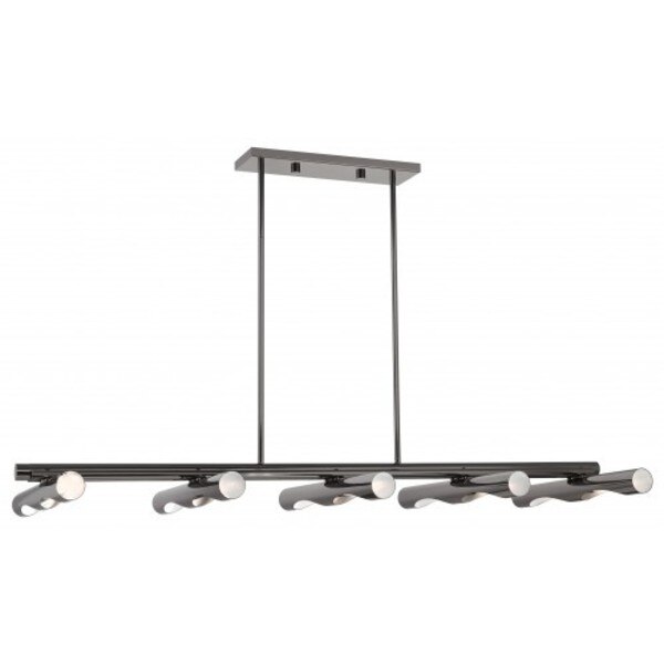 Black Chrome Linear Chandelier, 10 Light