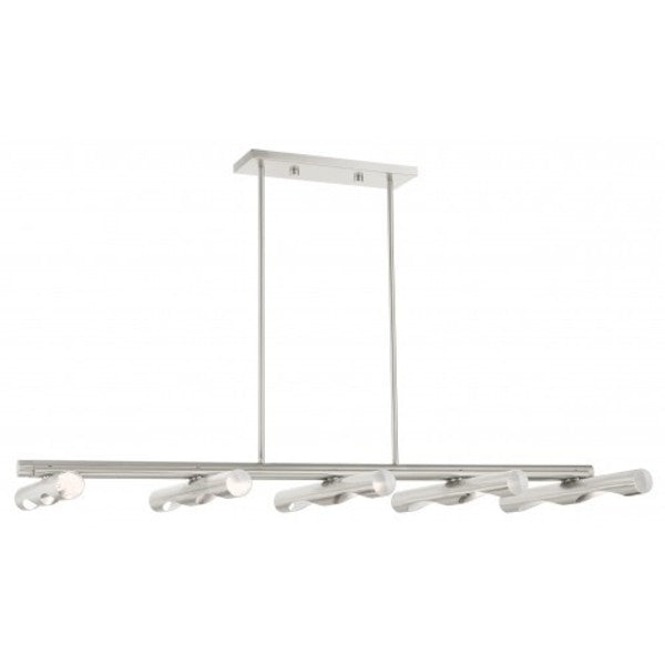 Brushed Nickel Linear Chandelier, 10 Ligh
