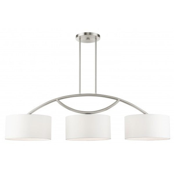 Brushed Nickel Linear Chandelier, 3 Light