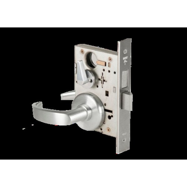 Mortise 45H Lock, Privacy, Lever, Rose, Satin Chrome AM, LH