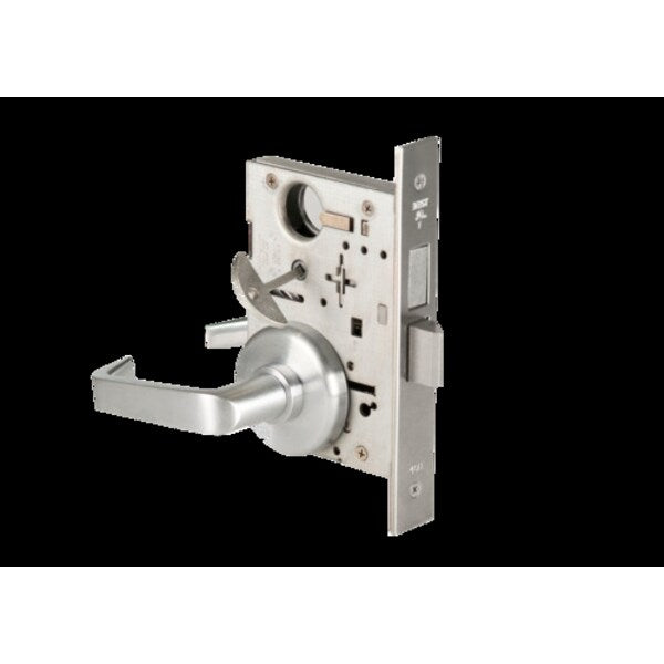 Mortise 45H Lock, Privacy, Lever, Rose, Satin Chrome AM, LH