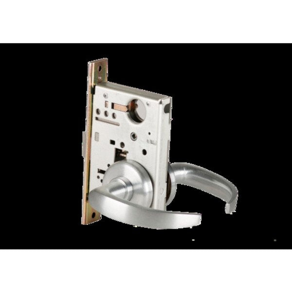 Mortise 45H Lock, Passage, Lever, Rose, Satin Chrome AM, LH