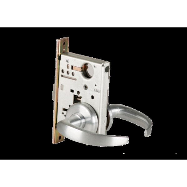 Mortise 45H Lock, Passage, Lever, Rose, Satin Chrome AM, RH