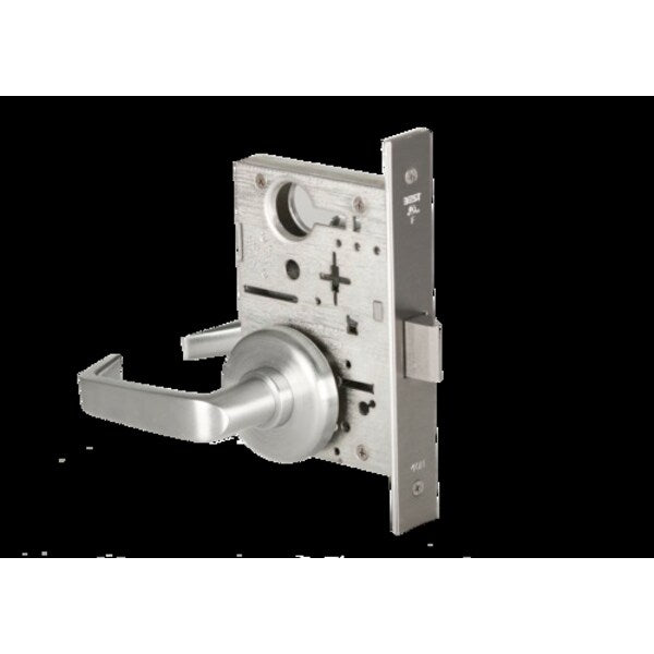 Mortise 45H Lock, Passage, Lever, Rose, Satin Chrome AM, RH