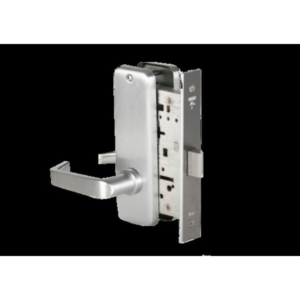 Mortise 45H Lock, Passage, Lever, Escutcheon, Satin Chrome AM, LH