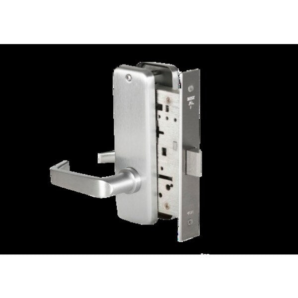 Mortise 45H Lock, Passage, Lever, Escutcheon, Satin Chrome, LH