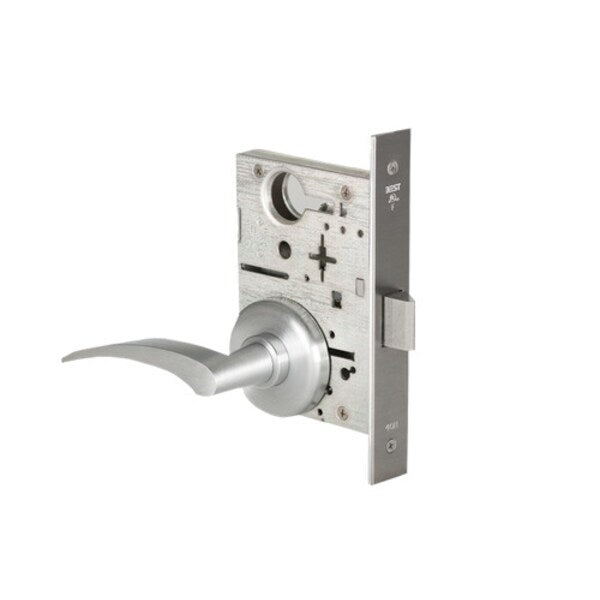 Mortise 45H Lock, Passage, Lever, Rose, Satin Chrome, RH
