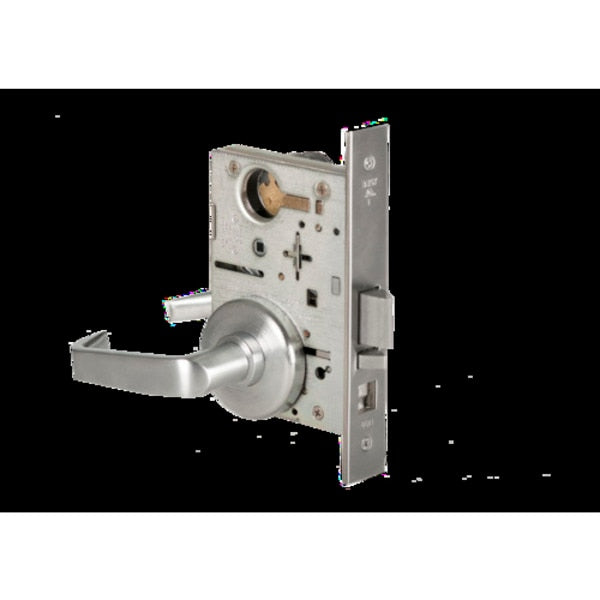 Mortise 45H Lock, Office, Lever, Rose, Satin Chrome AM, LH