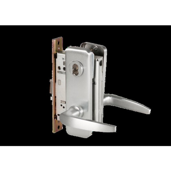 Mortise 45H Lock, Office, Lever, Escutcheon, Satin Chrome AM, LH