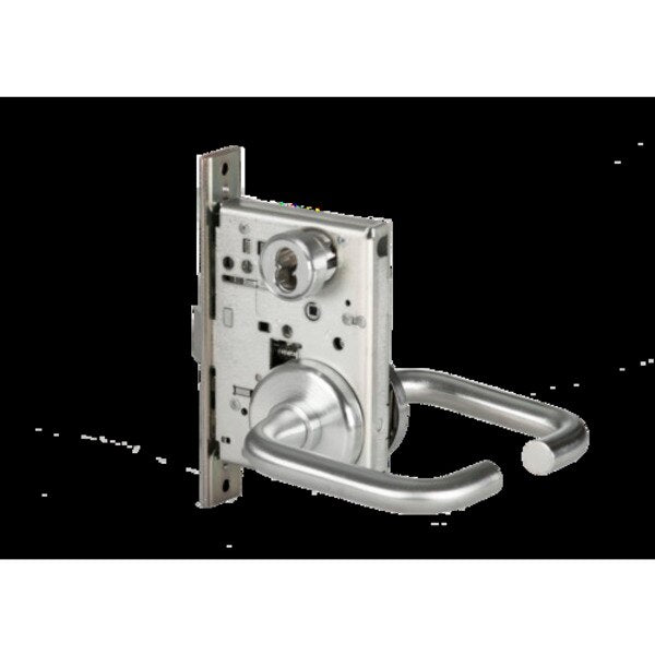 Mortise 45H Lock, Office, Lever, Rose, Satin Chrome, RH