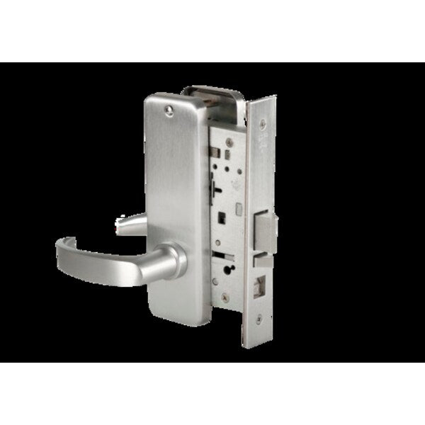 Mortise 45H Lock, Entry, Lever, Escutcheon, Satin Chrome AM, RH