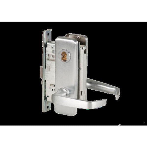 Mortise 45H Lock, Entry, Lever, Escutcheon, Satin Chrome AM, LH