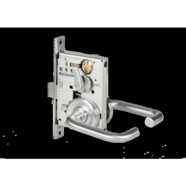 Mortise 45H Lock, Entry, Lever, Rose, Satin Chrome, LH