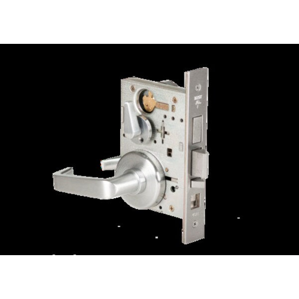 Mortise 45H Lock, Entry, Lever, Rose, Satin Chrome, LH