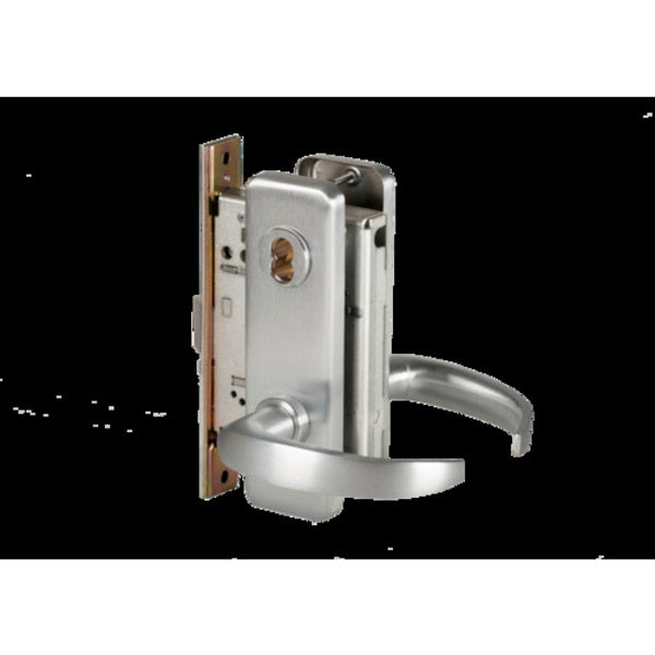 Mortise 45H Lock, Intruder, Lever, Escutcheon, Sat Chr AM, RH