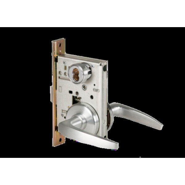Mortise 45H Lock, Intruder, Lever, Rose, Satin Chrome AM, RH