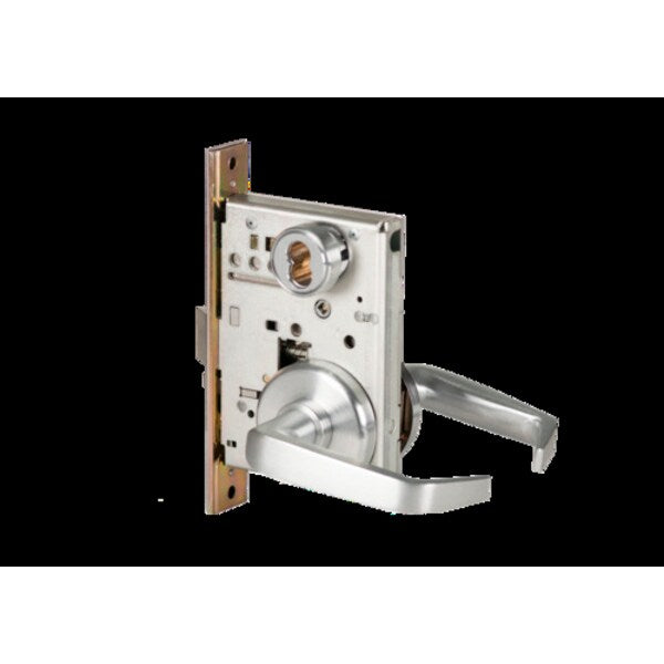 Mortise 45H Lock, Intruder, Lever, Rose, Satin Chrome, LH