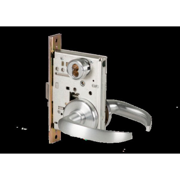 Mortise 45H Lock, Dormitory, Lever, Rose, Satin Chrome AM, LH