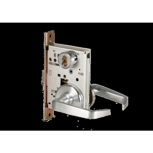 Mortise 45H Lock, Dormitory, Lever, Rose, Satin Chrome AM, LH