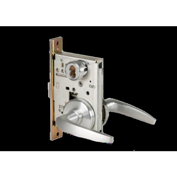 Mortise 45H Lock, Dormitory, Lever, Rose, Satin Chrome AM, LH
