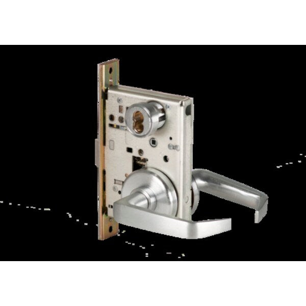 Mortise 45H Lock, Universal, Lever, Escutcheon, Sat Chr, RH
