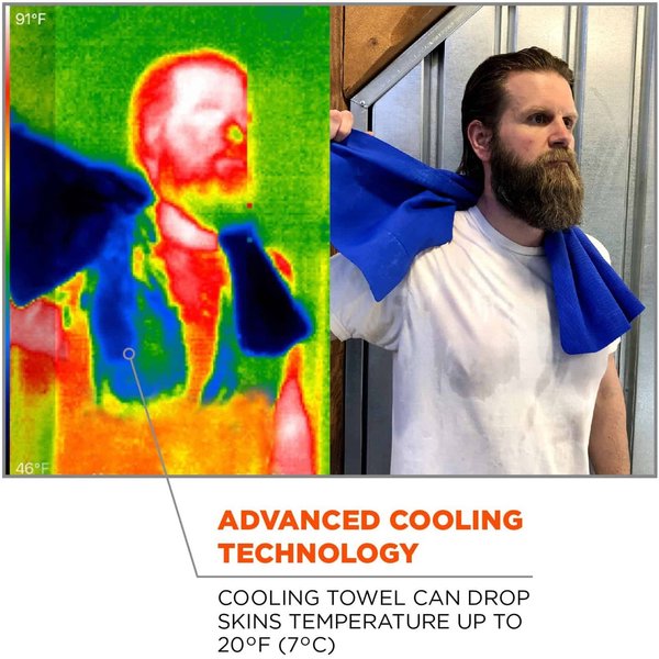 Evaporative Cooling Towel, PVA, Long Lasting Cooling Relief, 29.5 in L x 13 in W, Lime