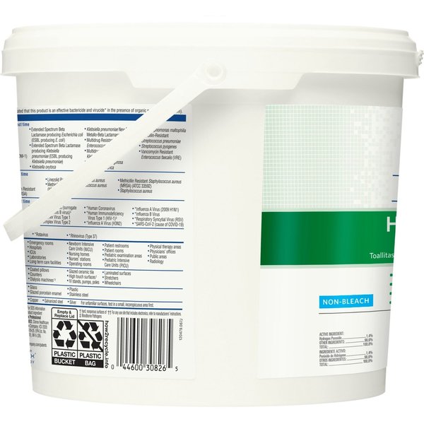 Disinfecting Wipes, White, Bucket, Healthcare Surfaces, 185 Wipes, 11 in x 12 in, Cherry Almond
