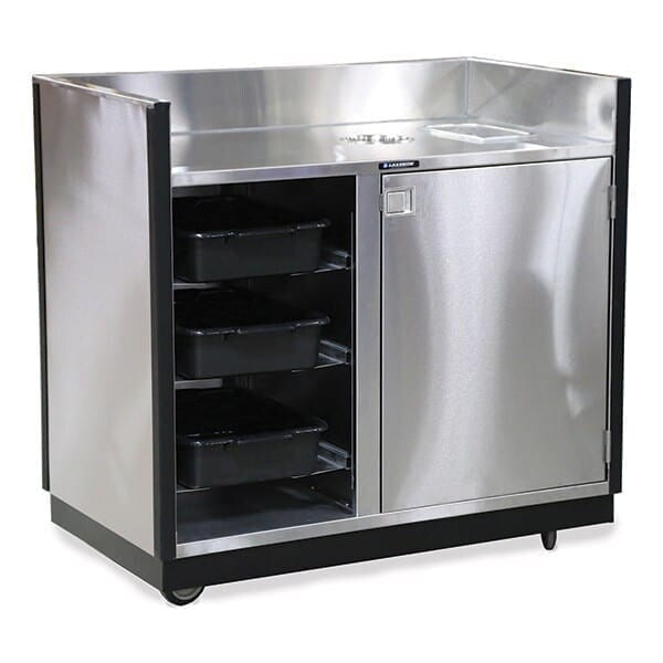 Mobile Bussing Station w/Stainless Steel Exterior-Holds (4) Bus Tubs