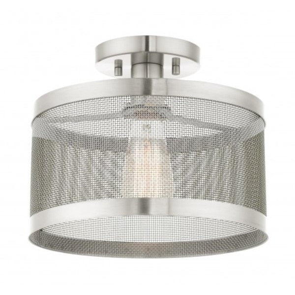 Brushed Nickel Semi Flush, 1 Light