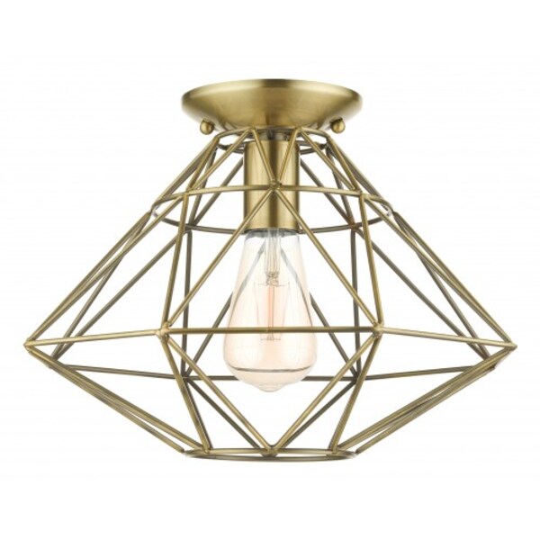 Antique Brass Flush Mount, 1 Light