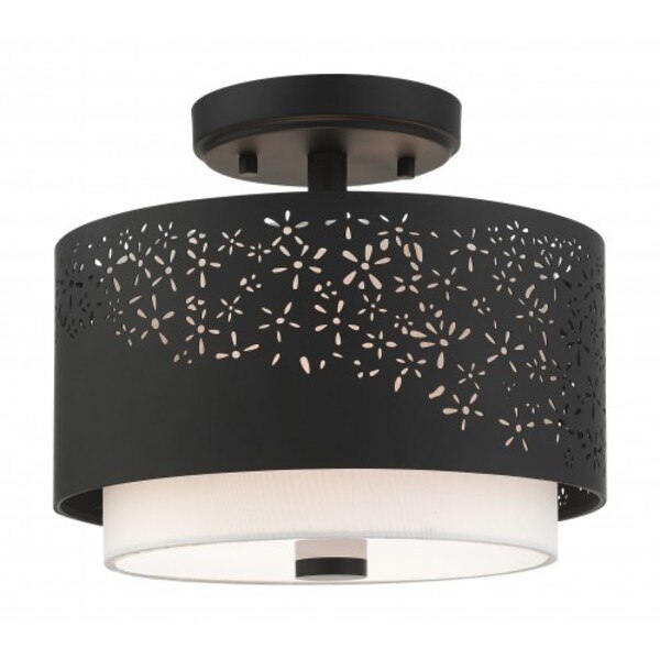 Black Semi Flush, 2 Light