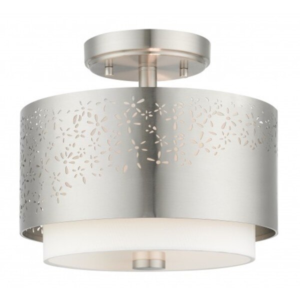 Brushed Nickel Semi Flush, 2 Light