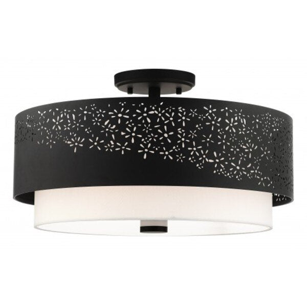 Black Semi Flush, 4 Light