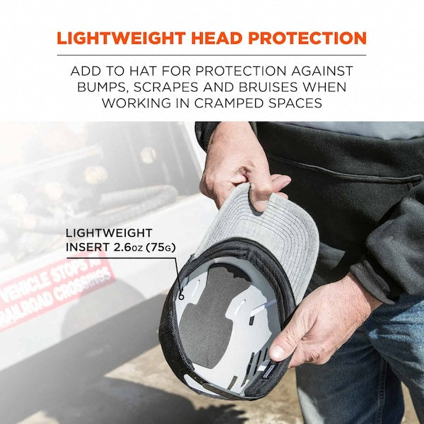 Universal Bump Cap Insert, Lightweight, Fits Into Any Baseball Hat, Gray, One Size