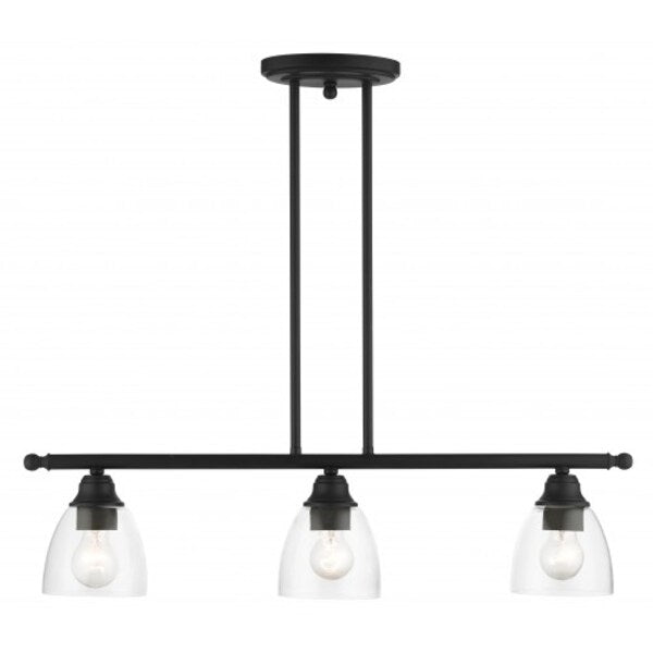 Black Linear Chandelier, 3 Light