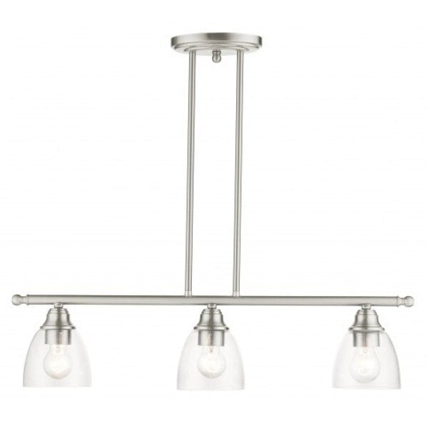 Brushed Nickel Linear Chandelier, 3 Light