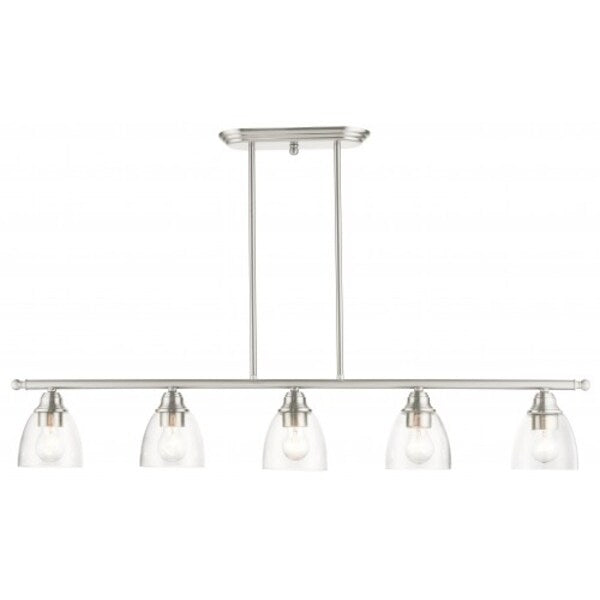 Brushed Nickel Linear Chandelier, 5 Light