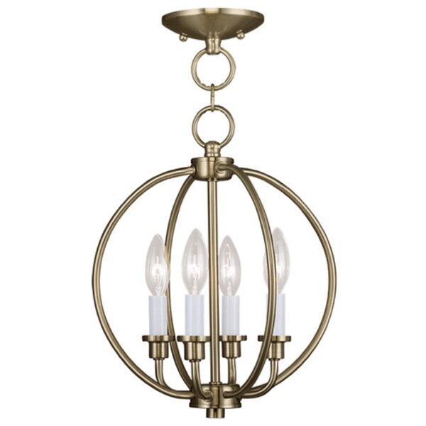 Milania 4 Light Antique Brass Convertible Chandelier/Ceiling Mount