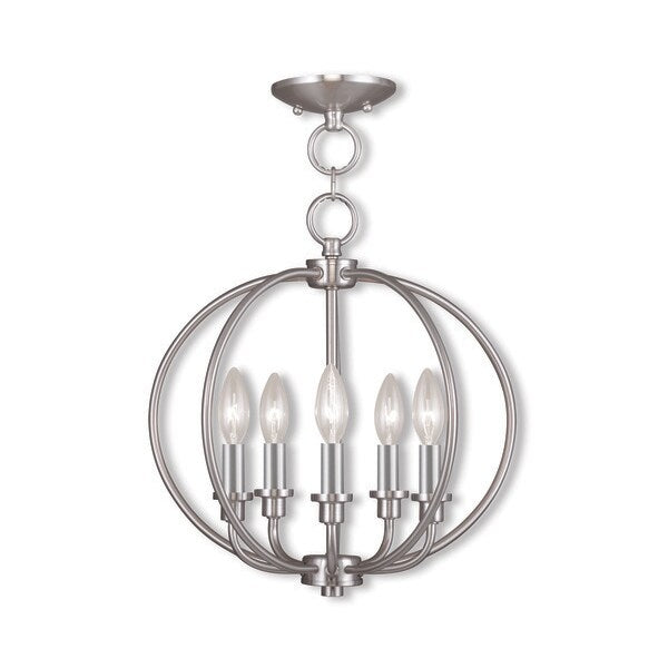 Milania 5 Light Brushed Nickel Convertible Chandelier/Ceiling Mount