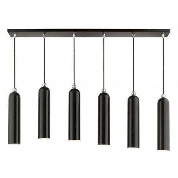 Shiny Black Linear Pendant, 6 Light