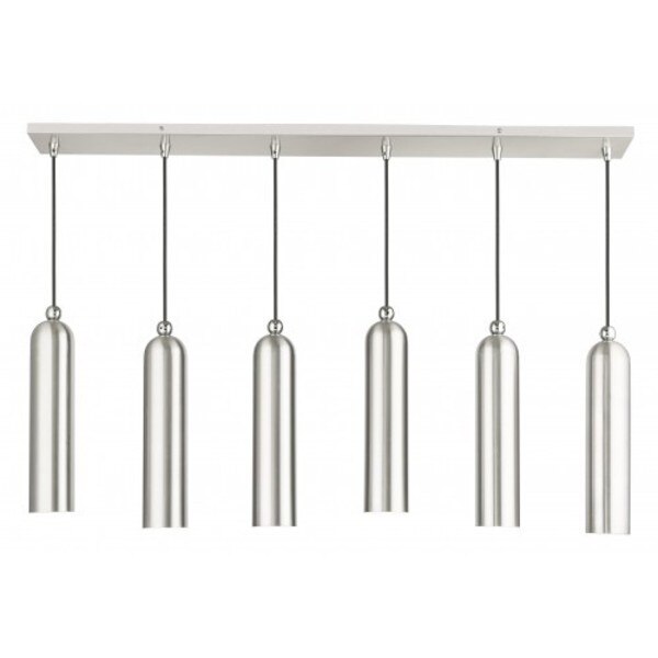 Brushed Nickel Linear Pendant, 6 Light