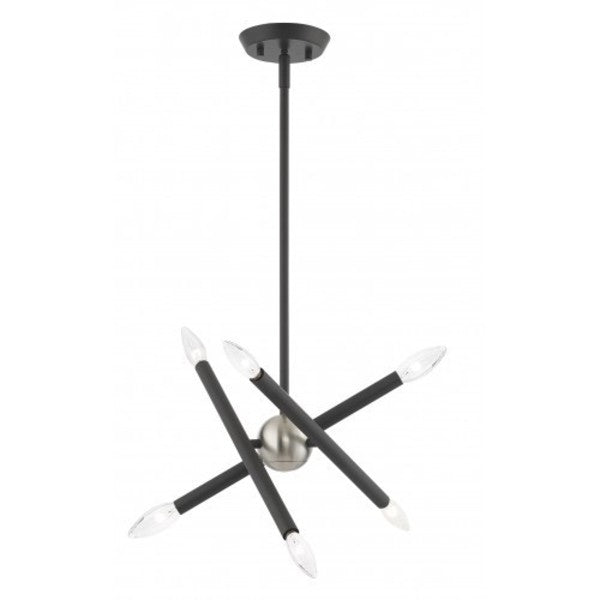 Scandinavian Gray Chandelier, 6 Light